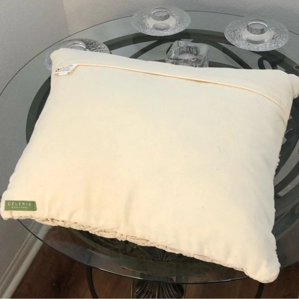 CELERIE by Celerie Kemble 15” by 12” Crochet Pillow cream great shape